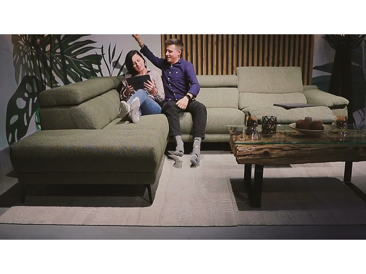 FIERO Sofa 3-Sitzer mit verstellbare Kopfstützen, taupe