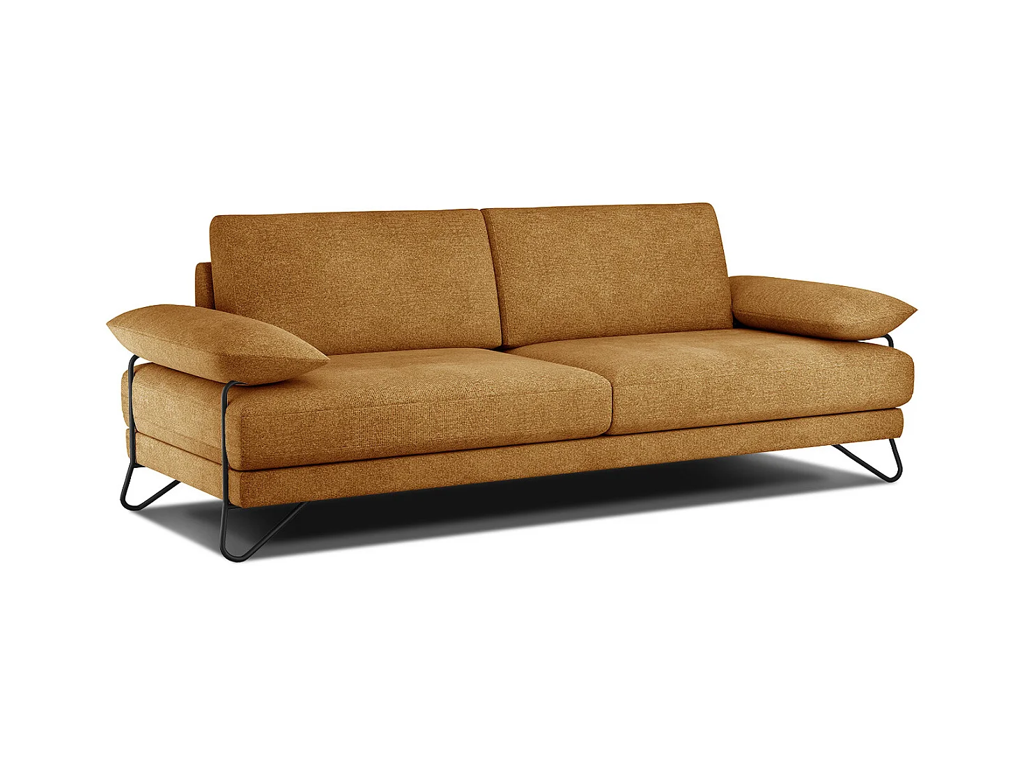 Canapé droit XXL 3 places tissu jaune miel - LORI