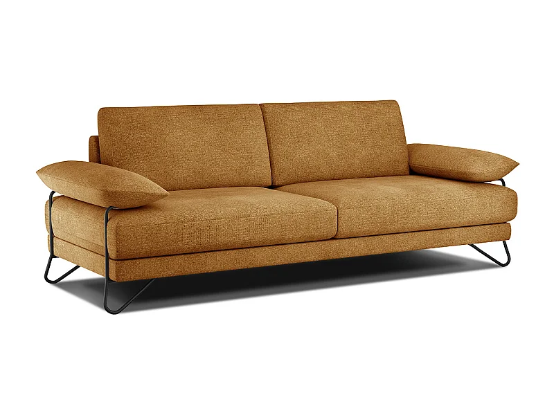 Canapé droit XXL 3 places tissu jaune miel - LORI