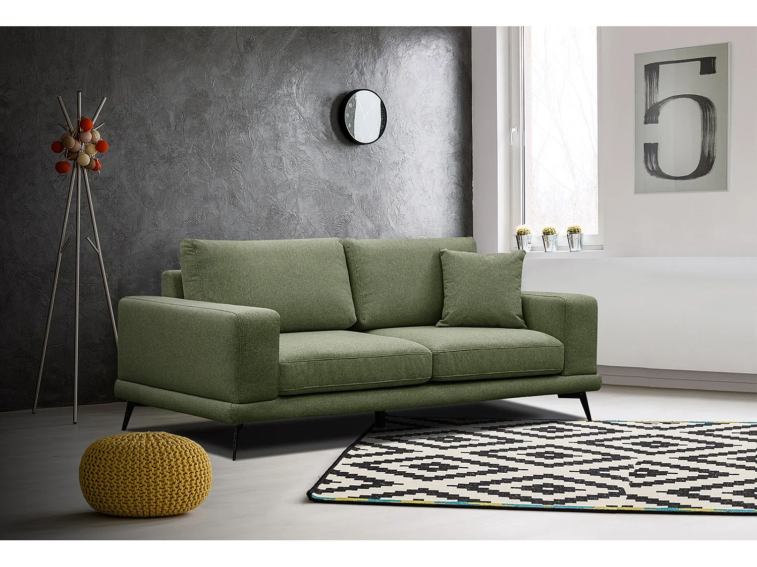 MEDIOLANE Sofa 2,5-Sitzer, olive