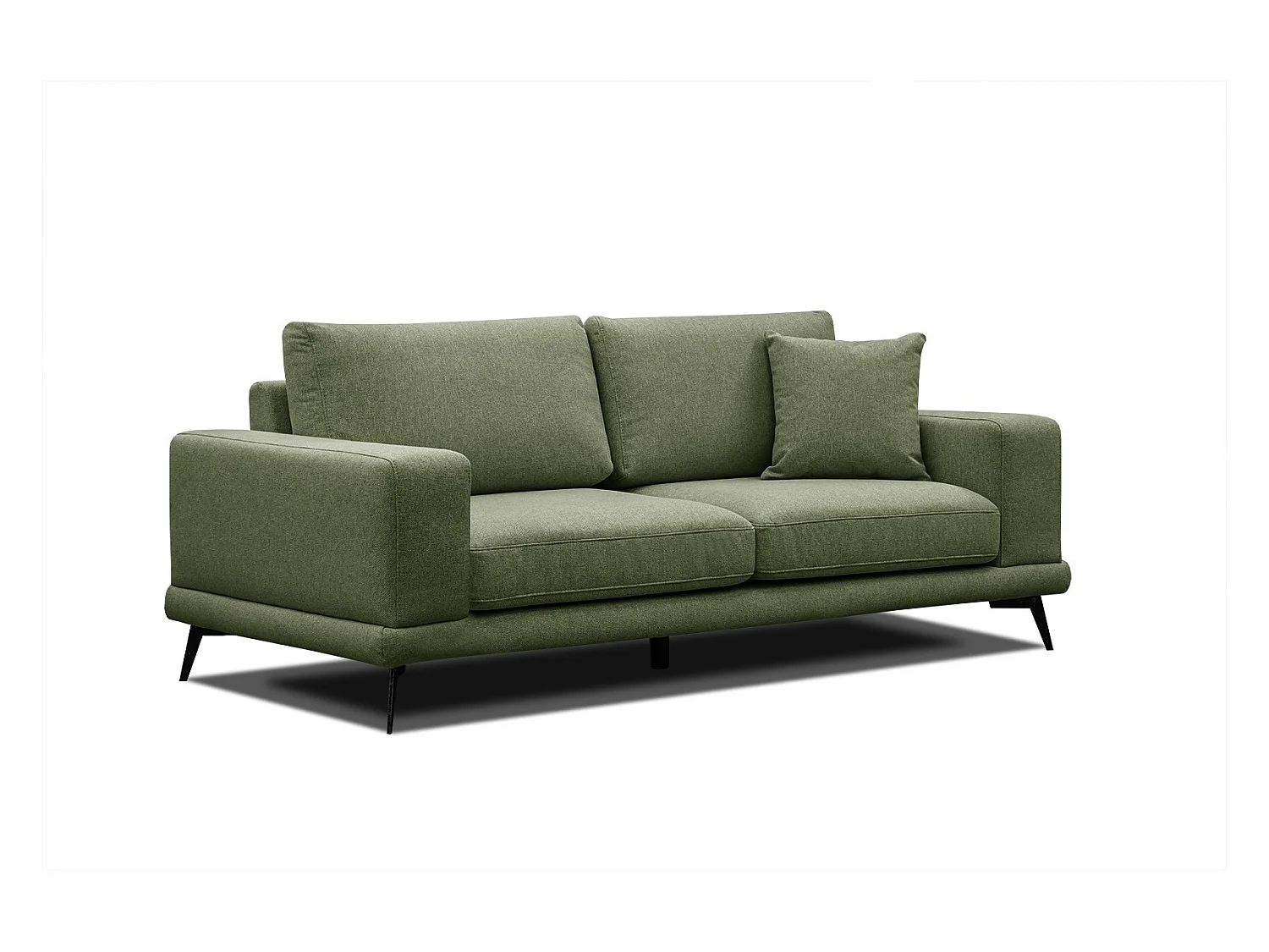 Canapé droit 3 places tissu vert - MEDIOLANE