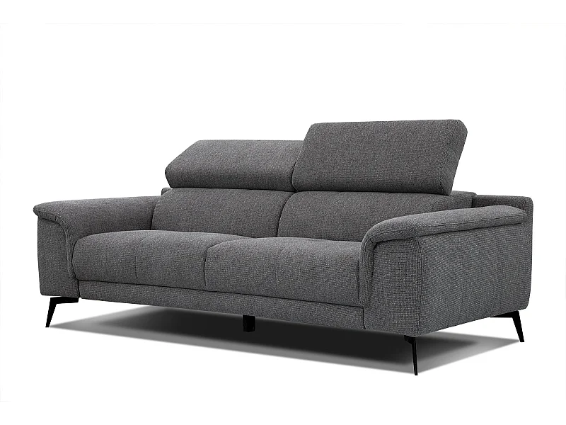 FIERO Sofa 3-Sitzer mit verstellbare Kopfstützen, dunkelgrau