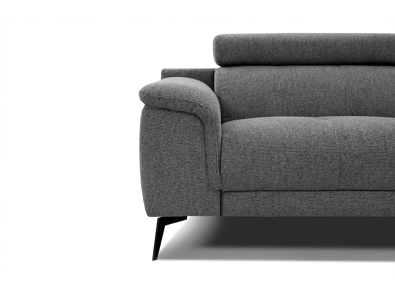 FIERO Sofa 3-Sitzer mit verstellbare Kopfstützen, dunkelgrau