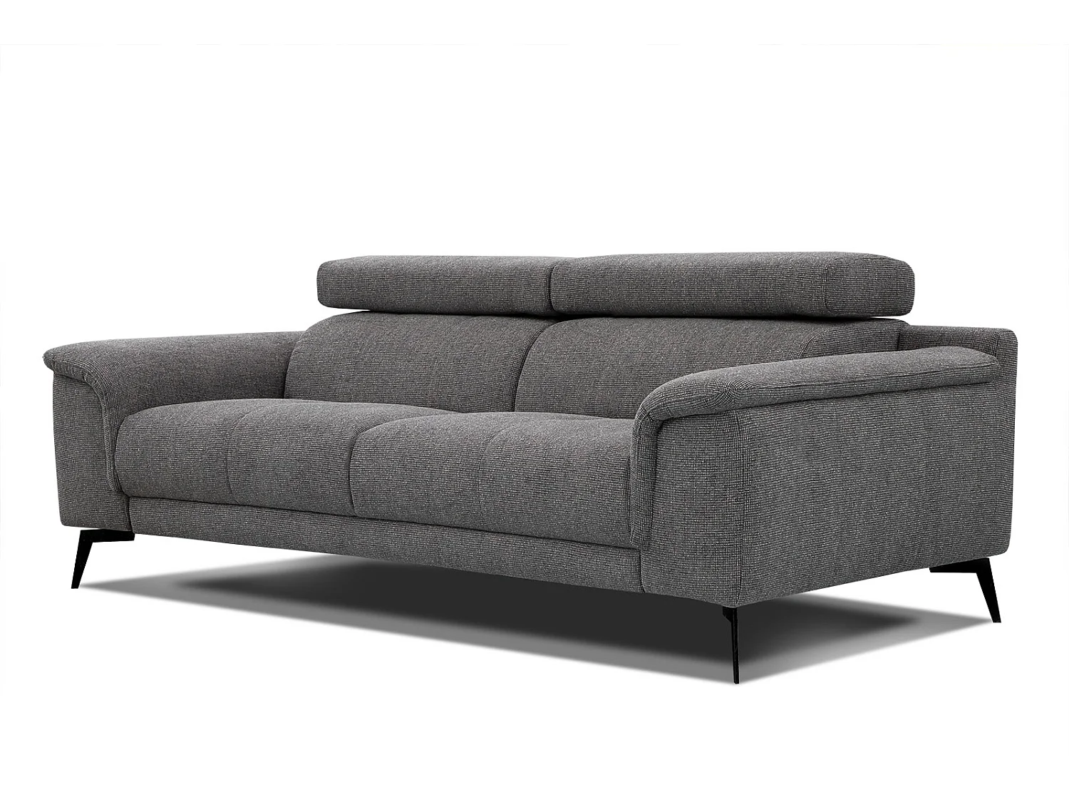 FIERO Sofa 3-Sitzer mit verstellbare Kopfstützen, dunkelgrau