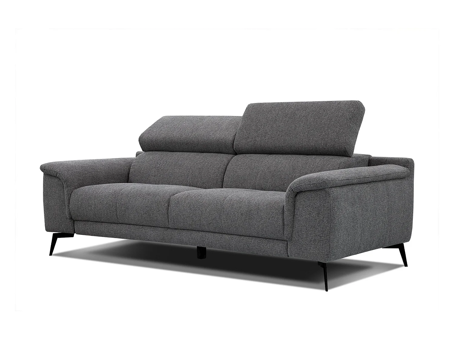 Canapé droit XXL 3 places tissu gris foncé - FIERO