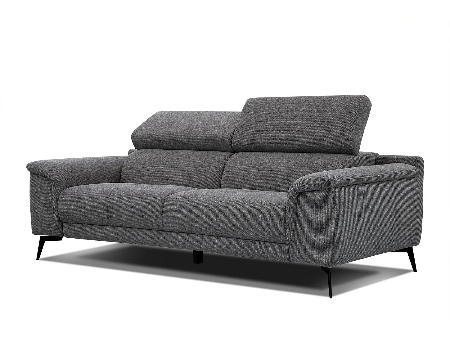 Canapé droit XXL 3 places tissu gris foncé - FIERO