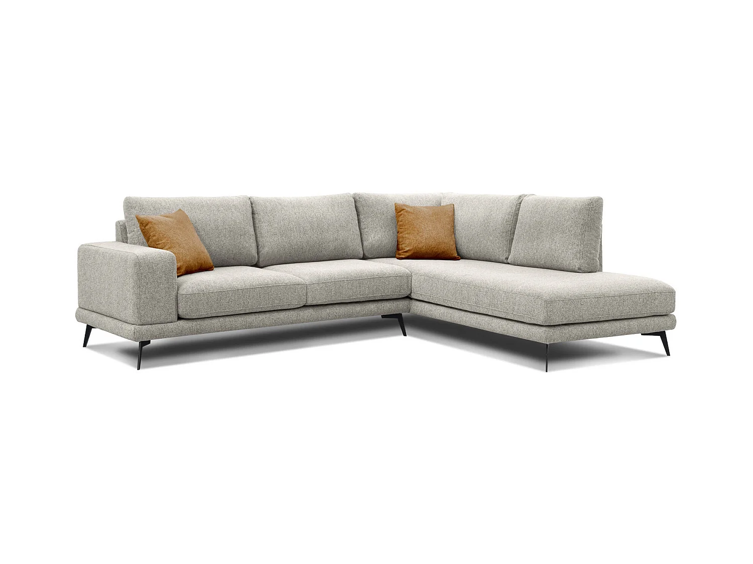 Canapé d'angle 5 places tissu gris clair - MEDIOLANE
