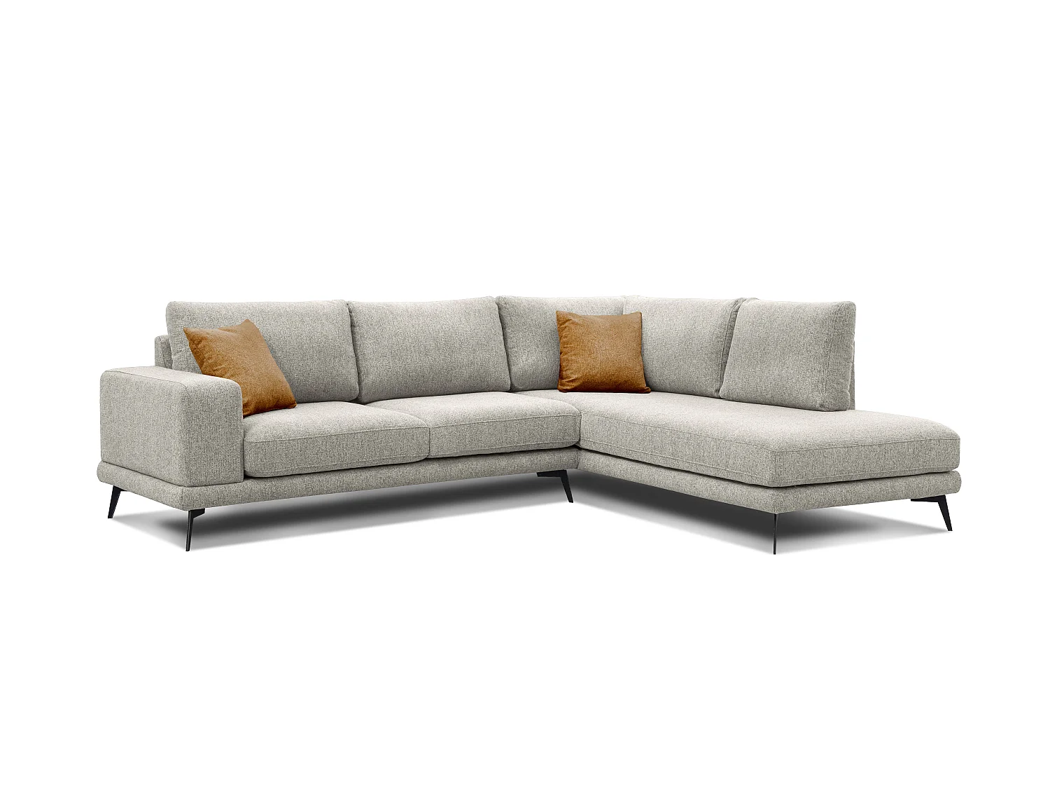 Canapé d'angle 5 places en tissu gris clair MEDIOLANE