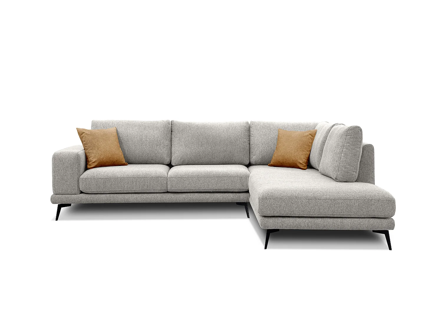 Canapé d'angle 5 places en tissu gris clair MEDIOLANE