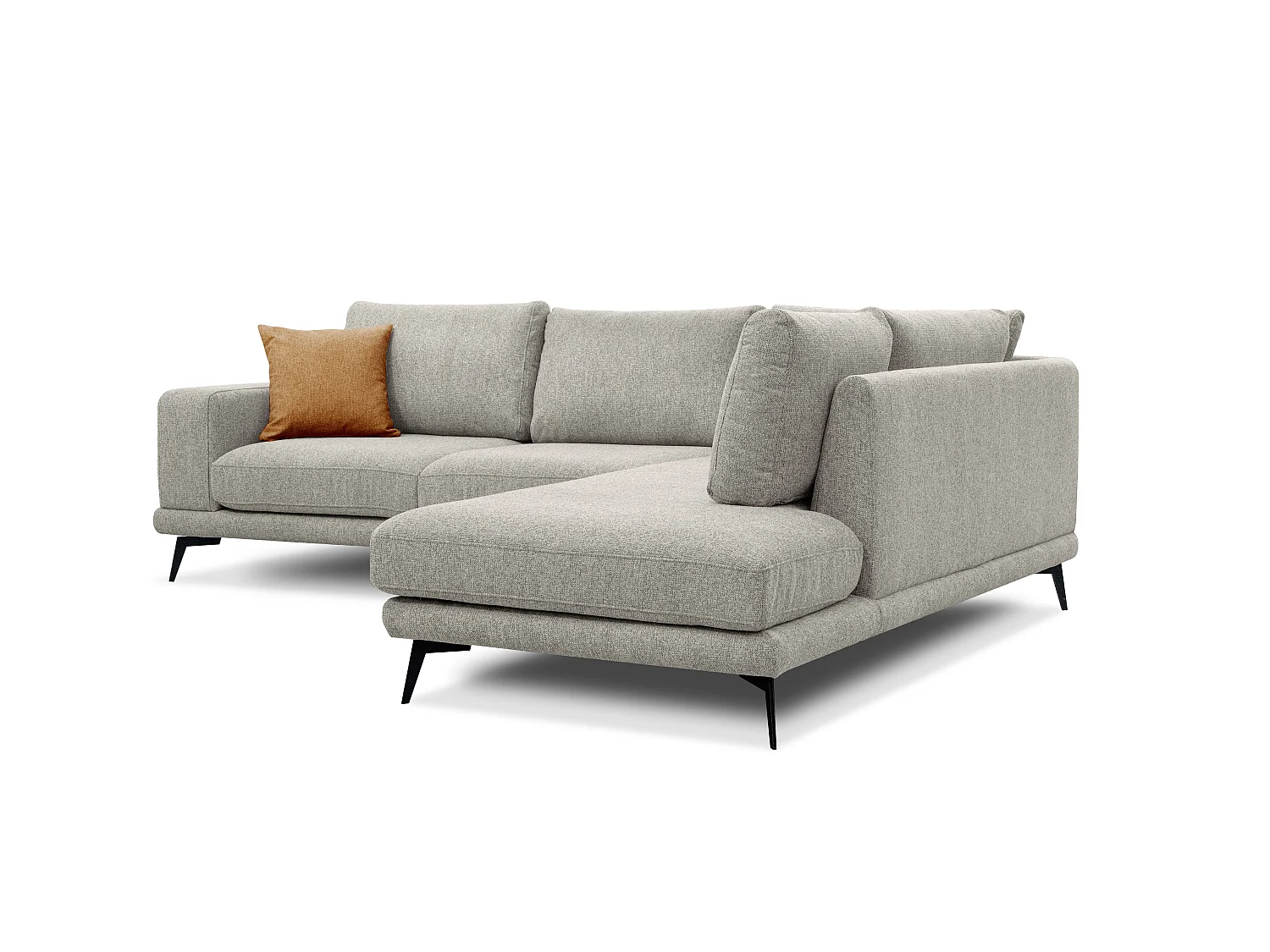 Canapé d'angle 5 places en tissu gris clair MEDIOLANE