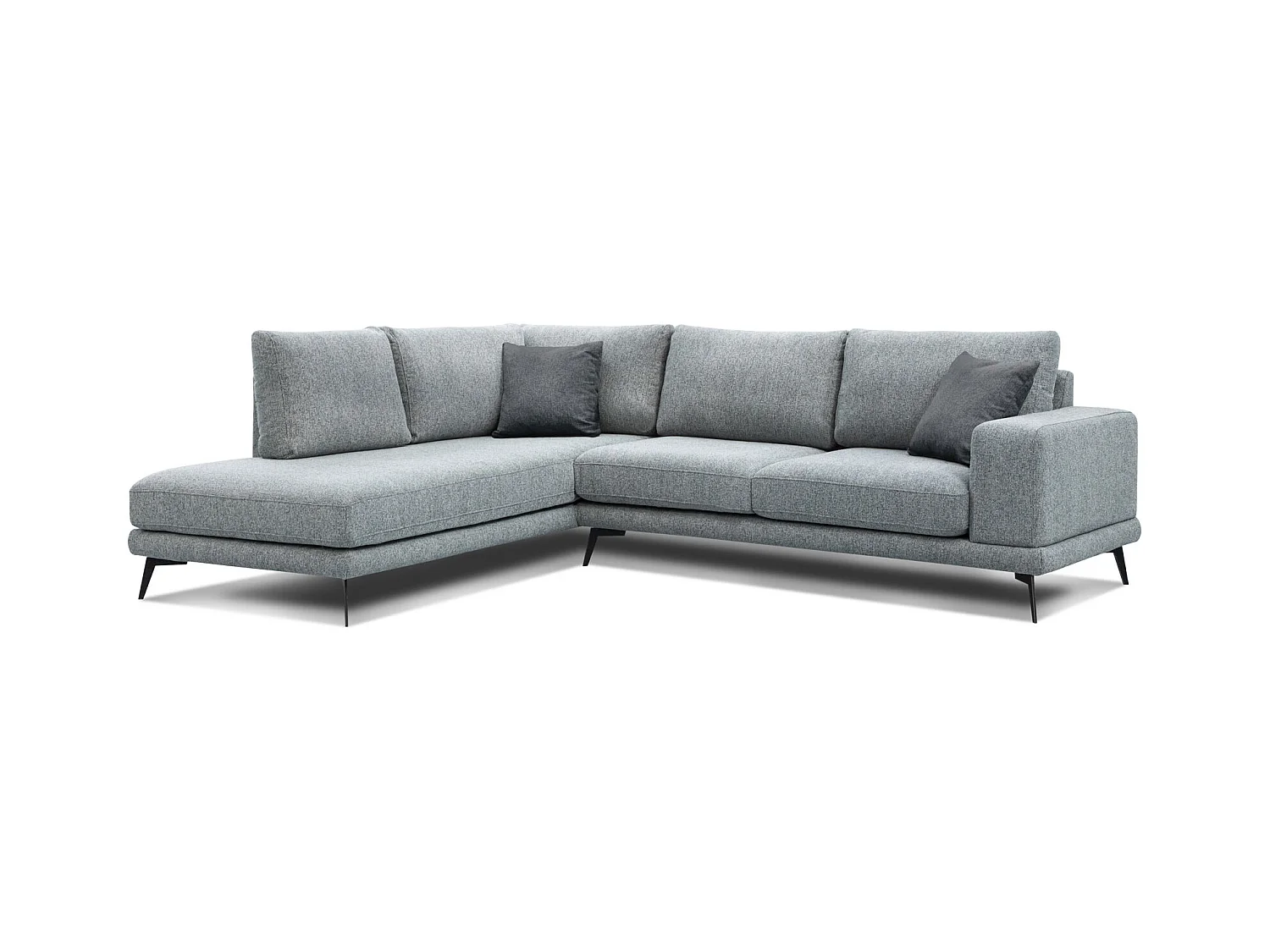 Canapé d'angle 5 places tissu gris argenté- MEDIOLANE