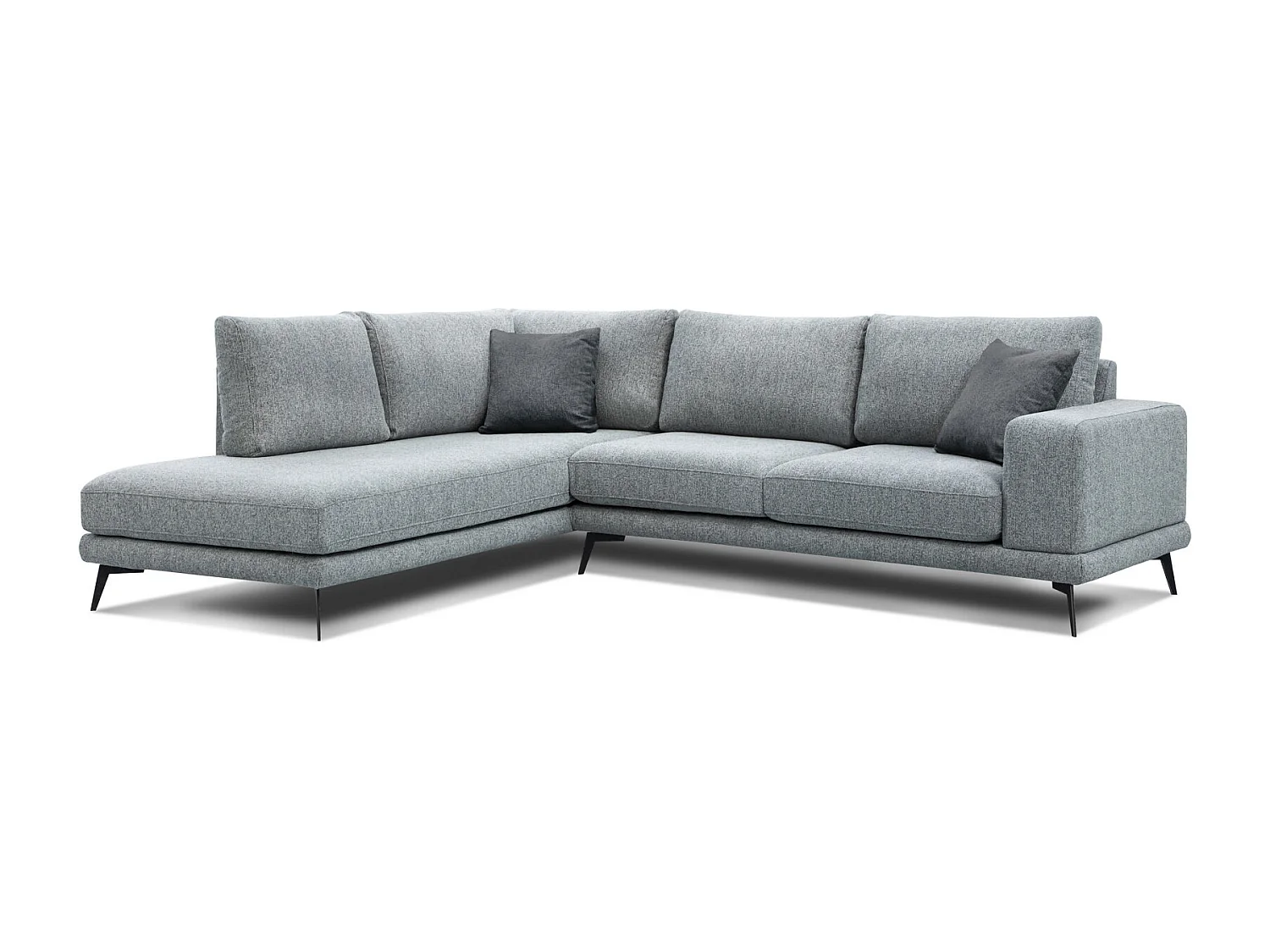 MEDIOLANE Ecksofa 5-Sitzer links, silbergrau