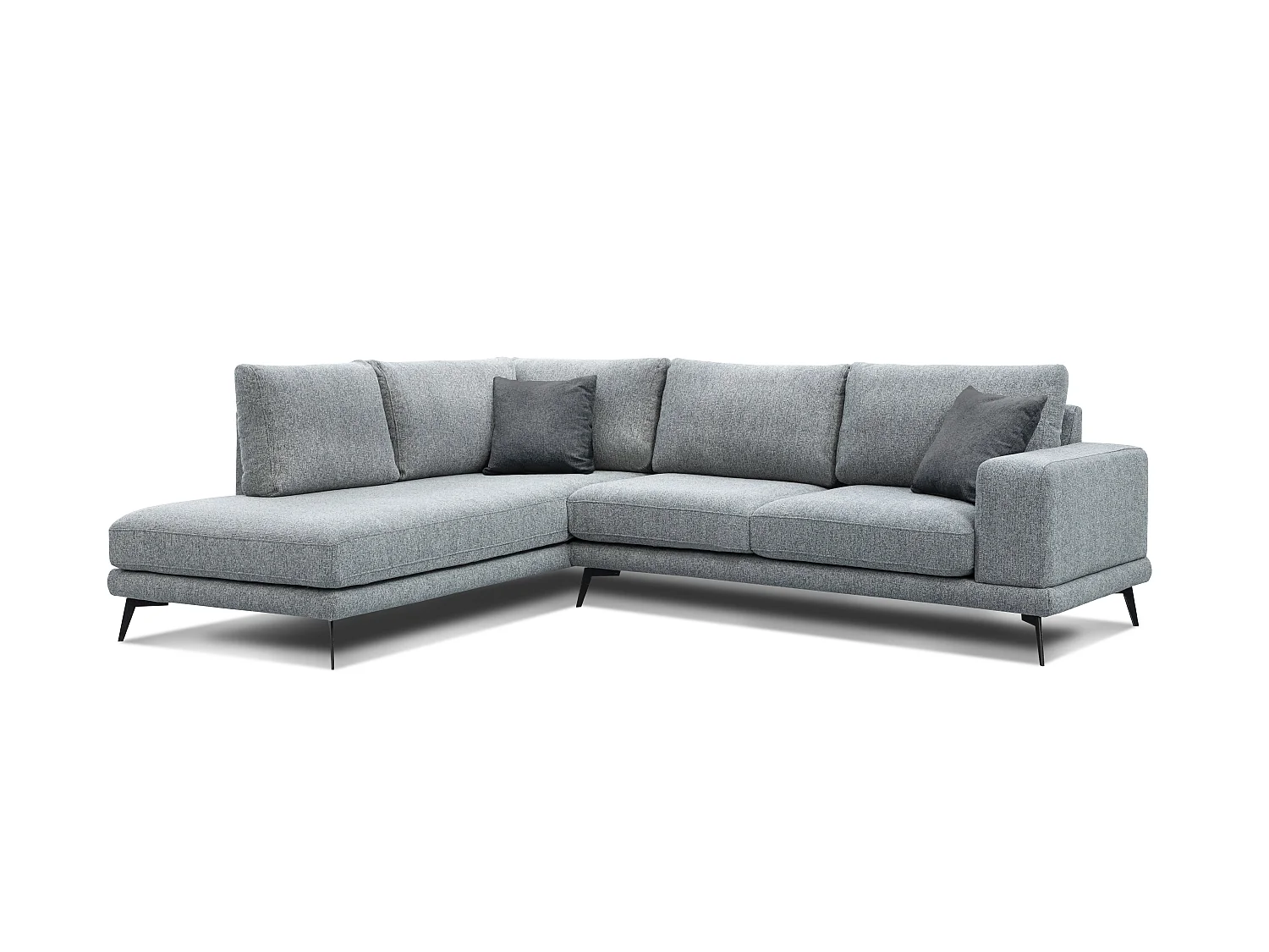 Canapé d'angle 5 places tissu gris argenté- MEDIOLANE