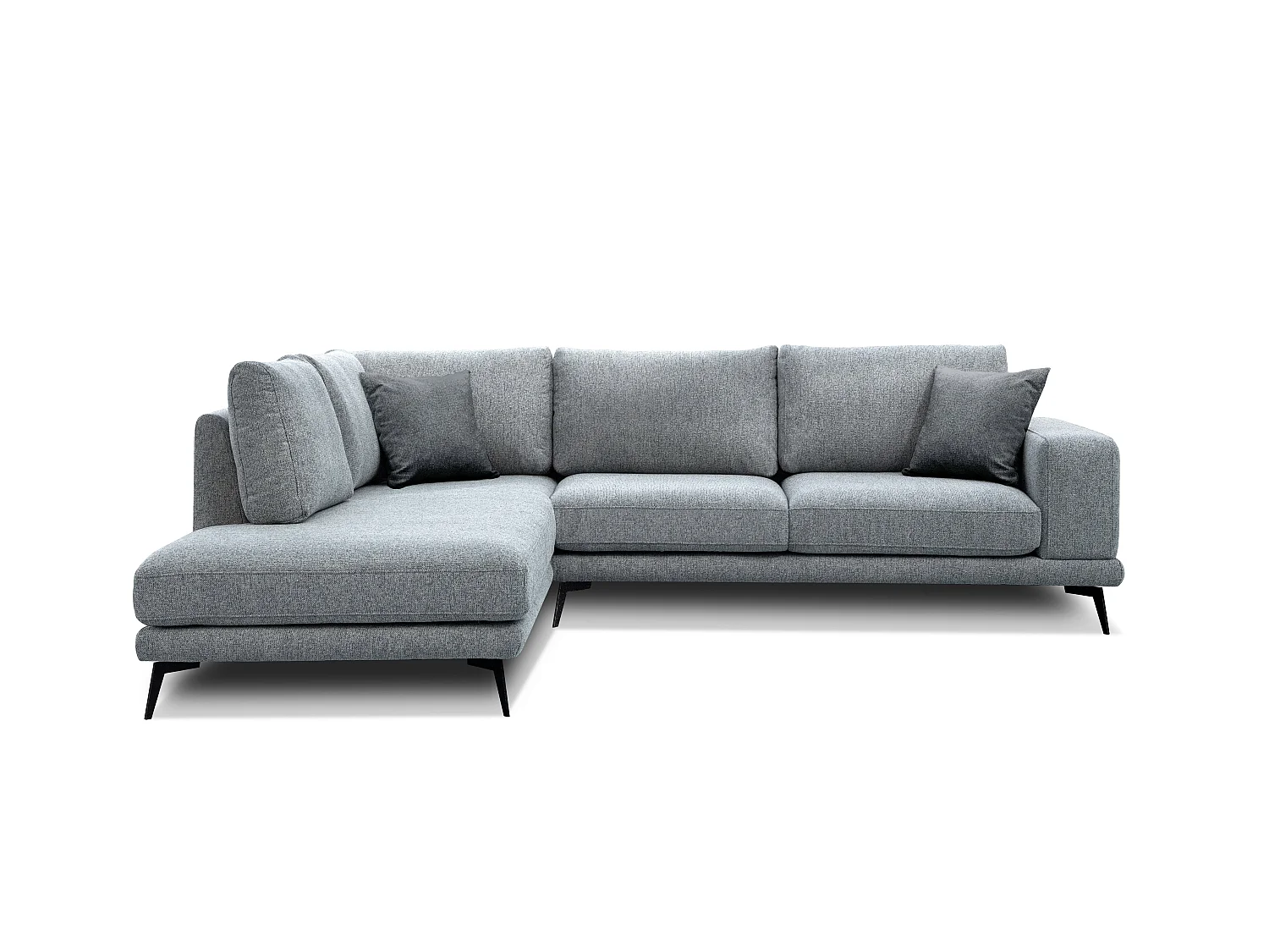 Canapé d'angle 5 places tissu gris argenté- MEDIOLANE
