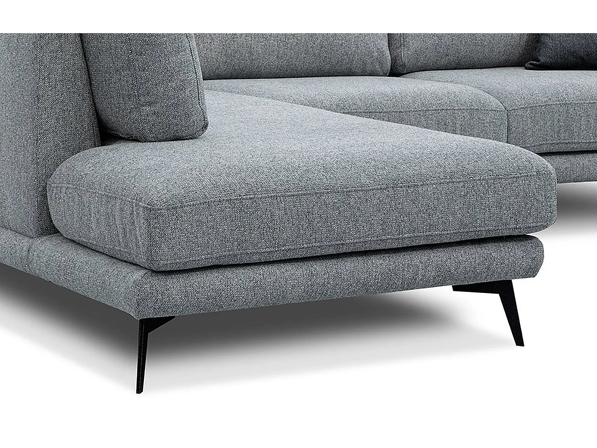 Canapé d'angle 5 places tissu gris argenté- MEDIOLANE