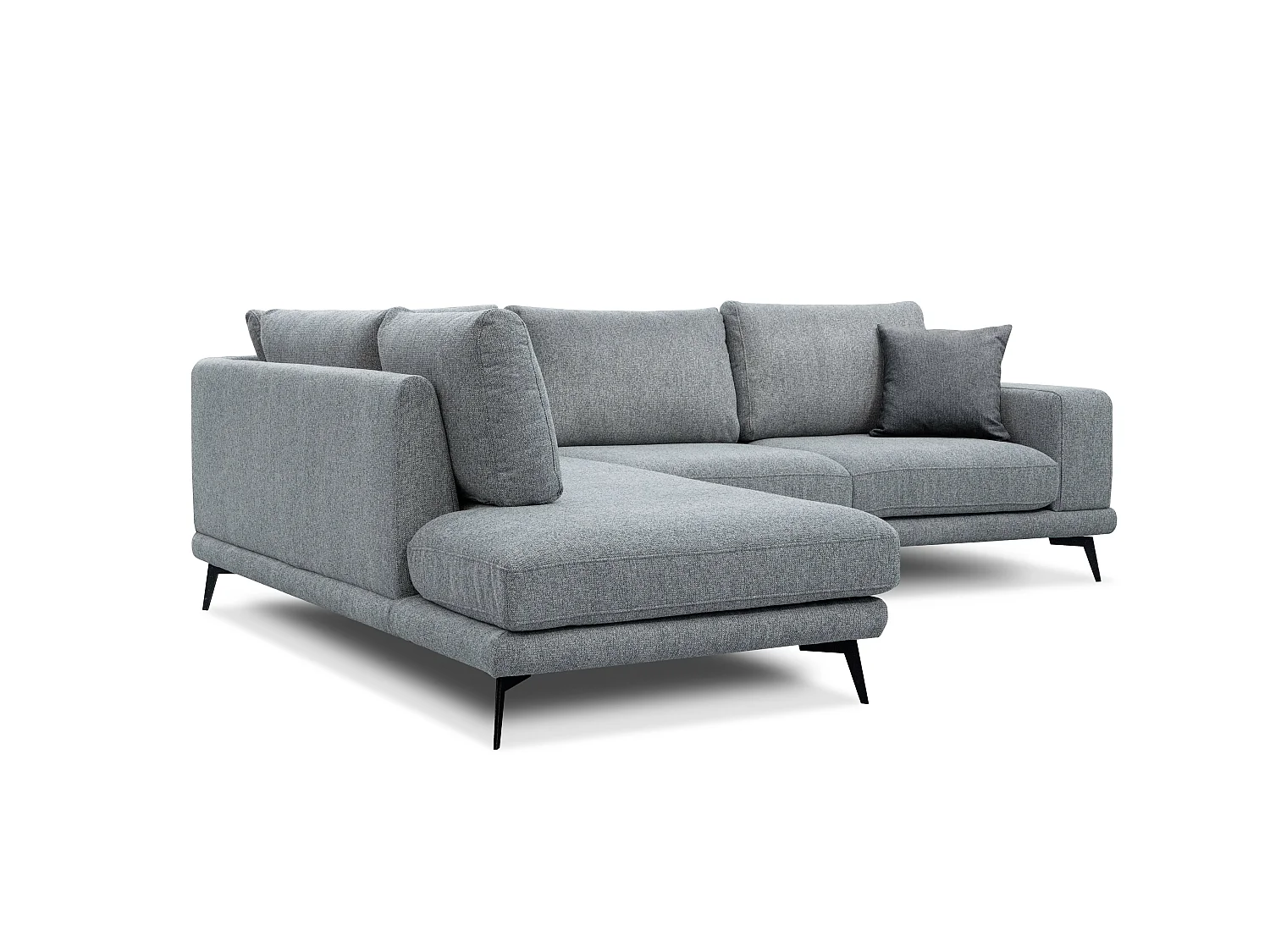 Canapé d'angle 5 places tissu gris argenté- MEDIOLANE