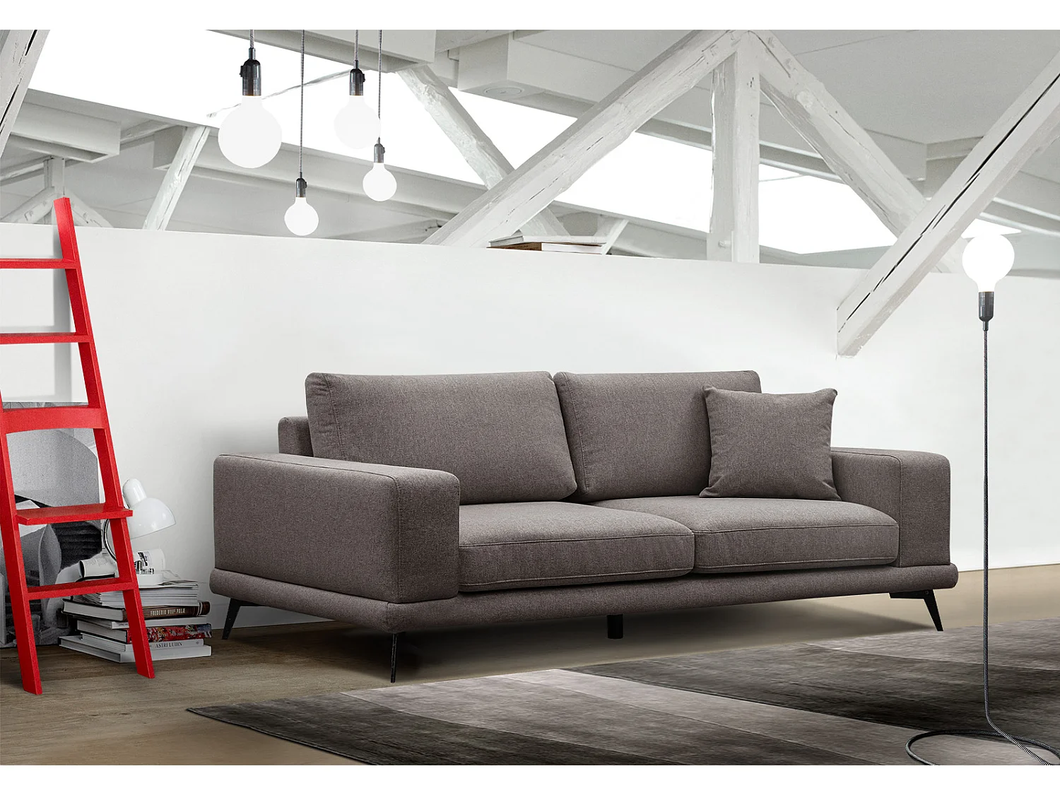 MEDIOLANE Sofa 3-Sitzer, dunkelbraun