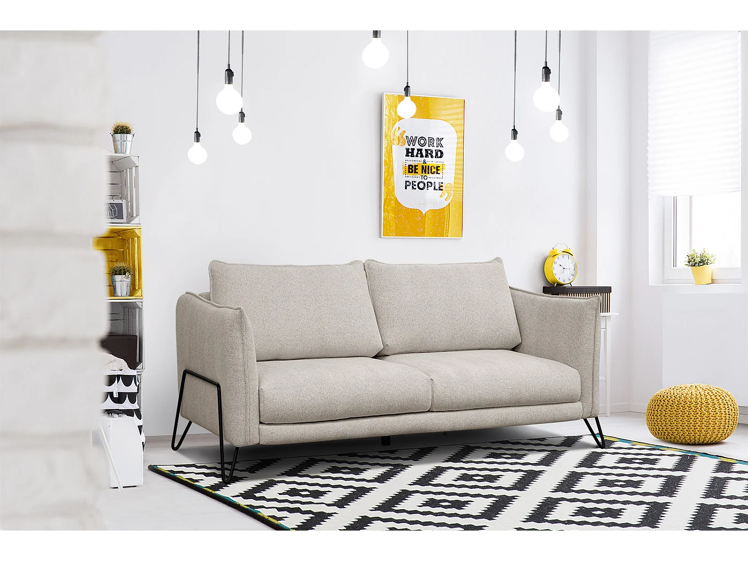 HOSTEN Sofa 2,5-Sitzer, ecru