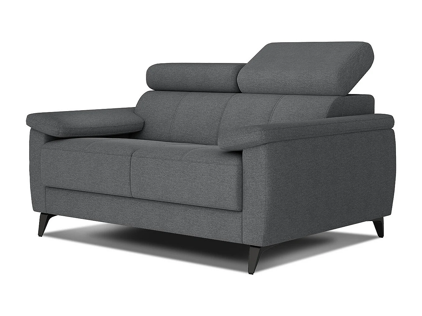 TAUNUS Sofa 2-Sitzer mit verstellbare Kopfstützen, dunkelgrau