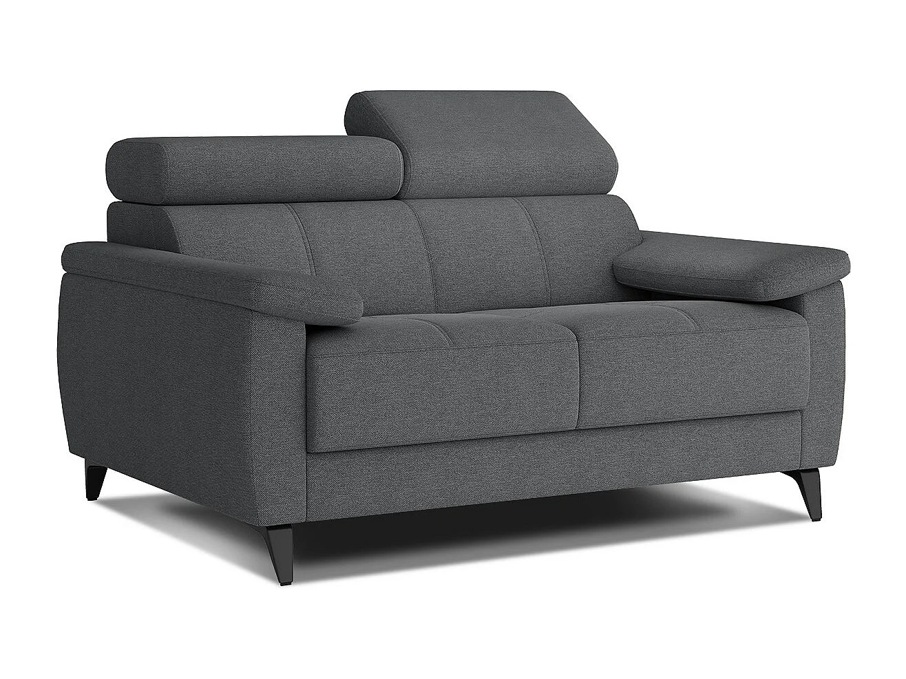 TAUNUS Sofa 2-Sitzer mit verstellbare Kopfstützen, dunkelgrau