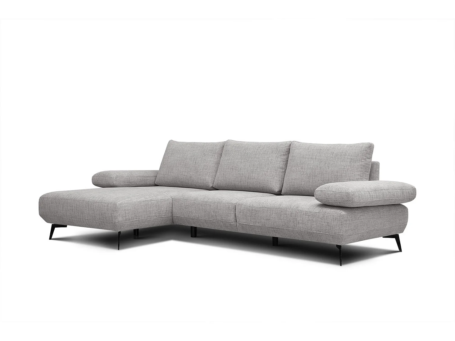 Canapé d'angle 4 places tissu gris platine - MELLO