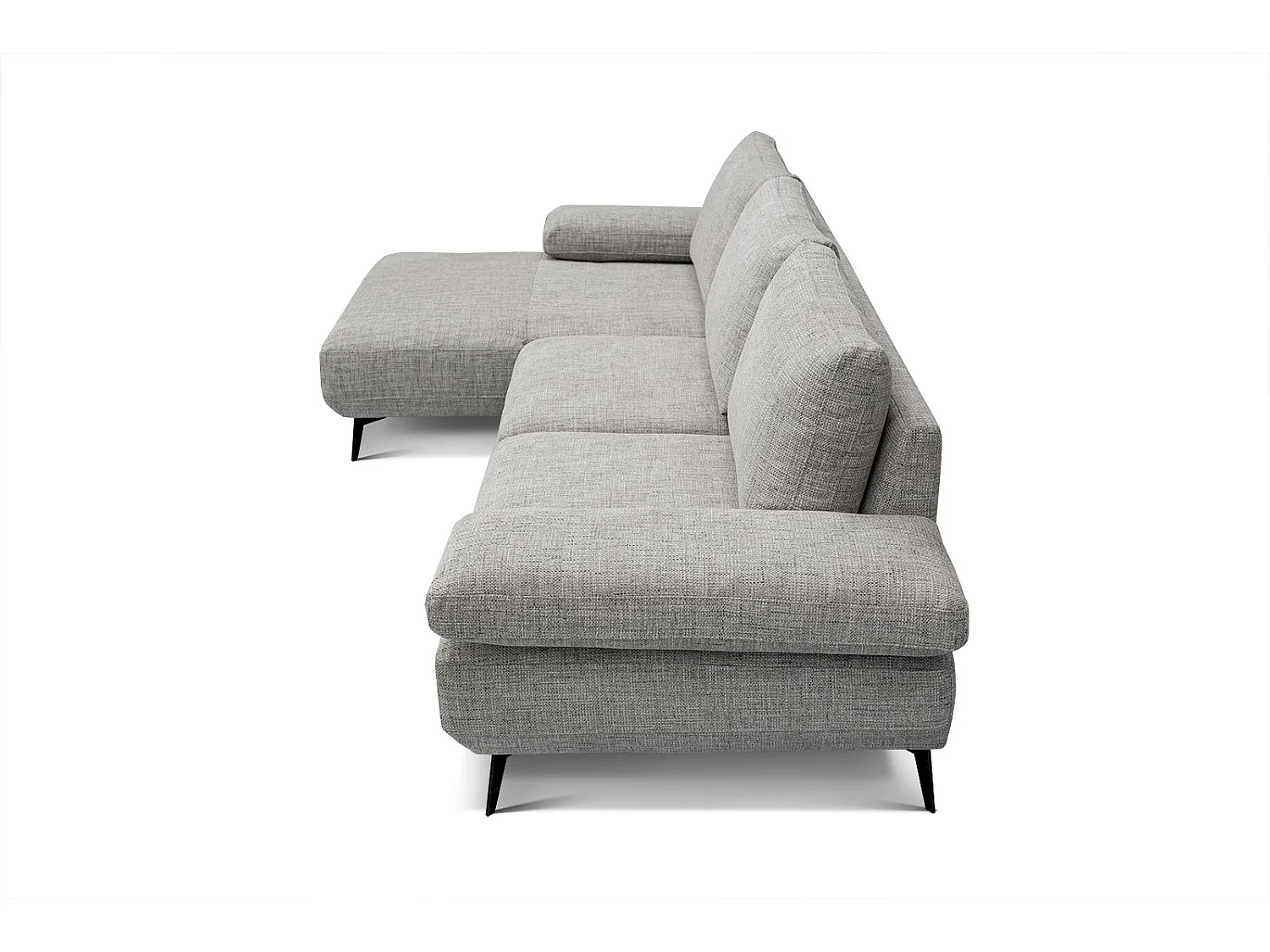 Canapé d'angle 4 places tissu gris platine - MELLO