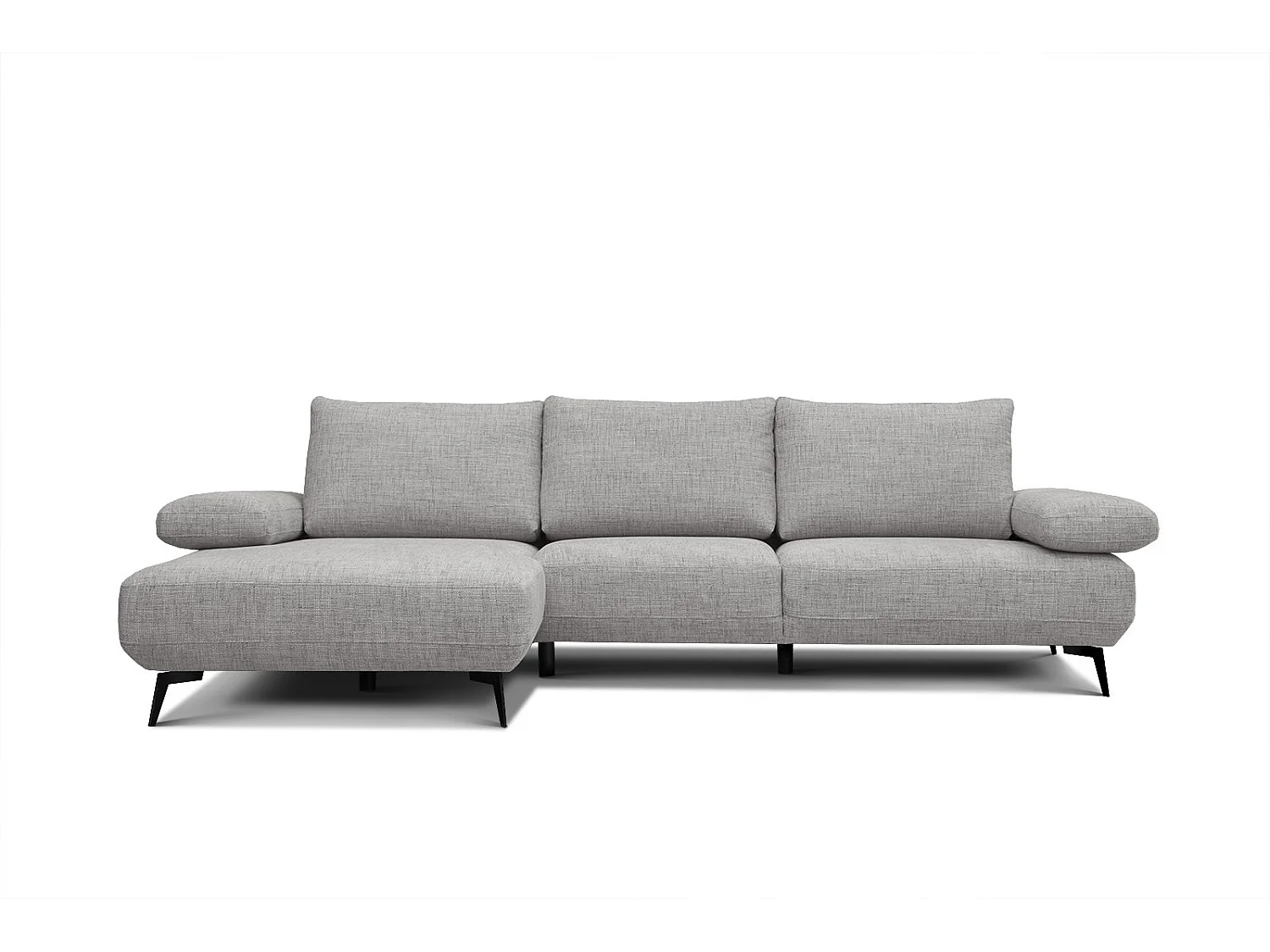 Canapé d'angle 4 places tissu gris platine - MELLO