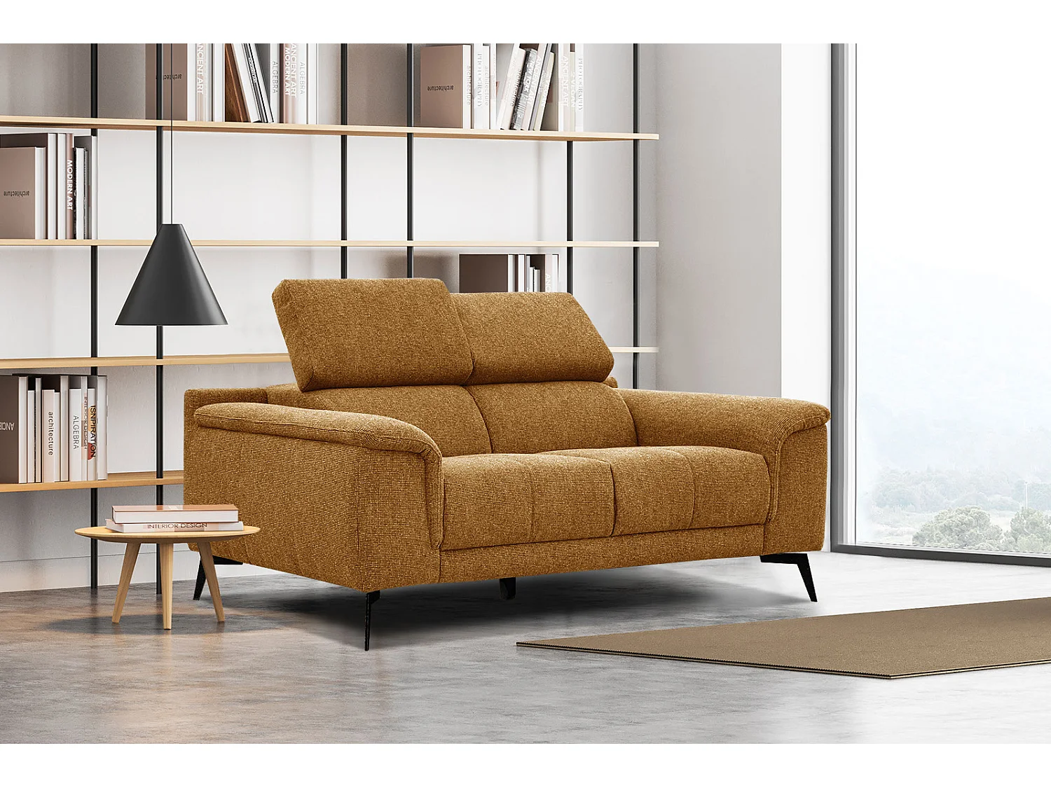 FIERO Sofa 2-Sitzer mit verstellbare Kopfstützen, orange