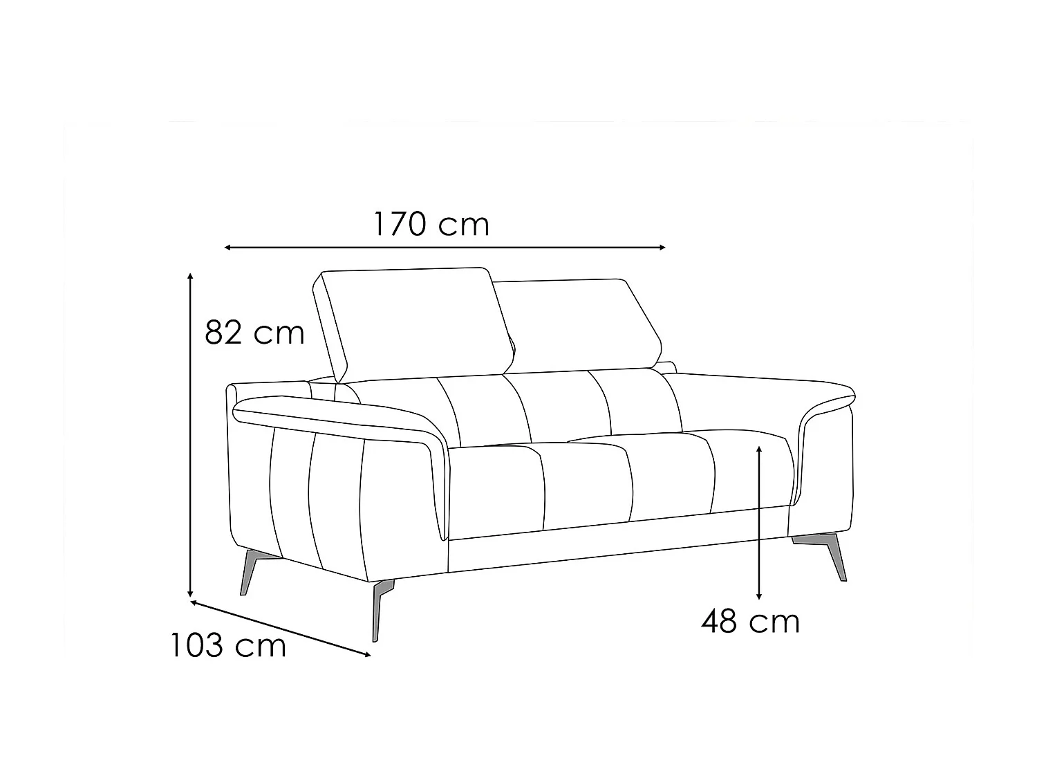 FIERO Sofa 2-Sitzer mit verstellbare Kopfstützen, orange