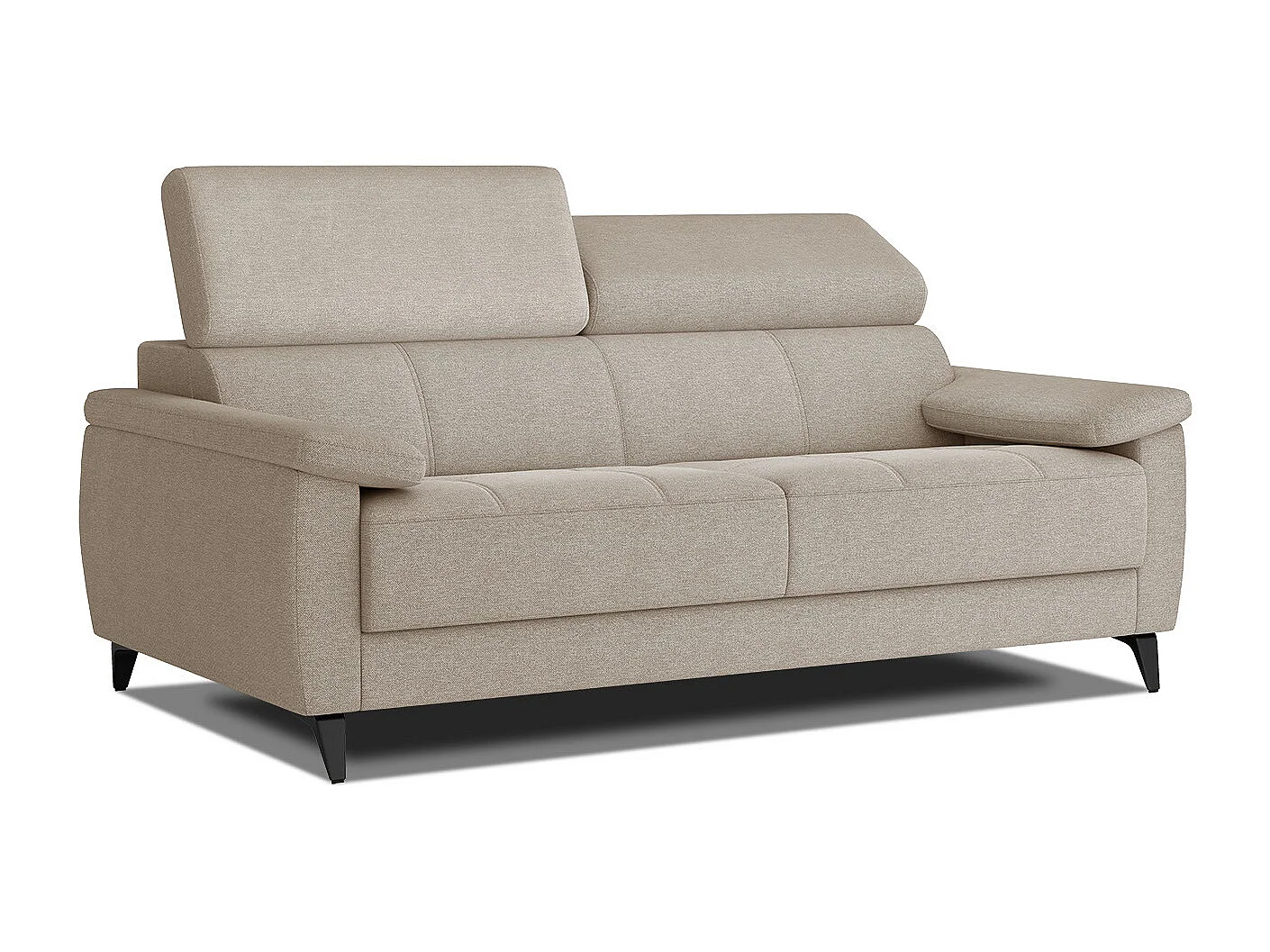 Canapé droit 3 places XXL tissu beige - TAUNUS