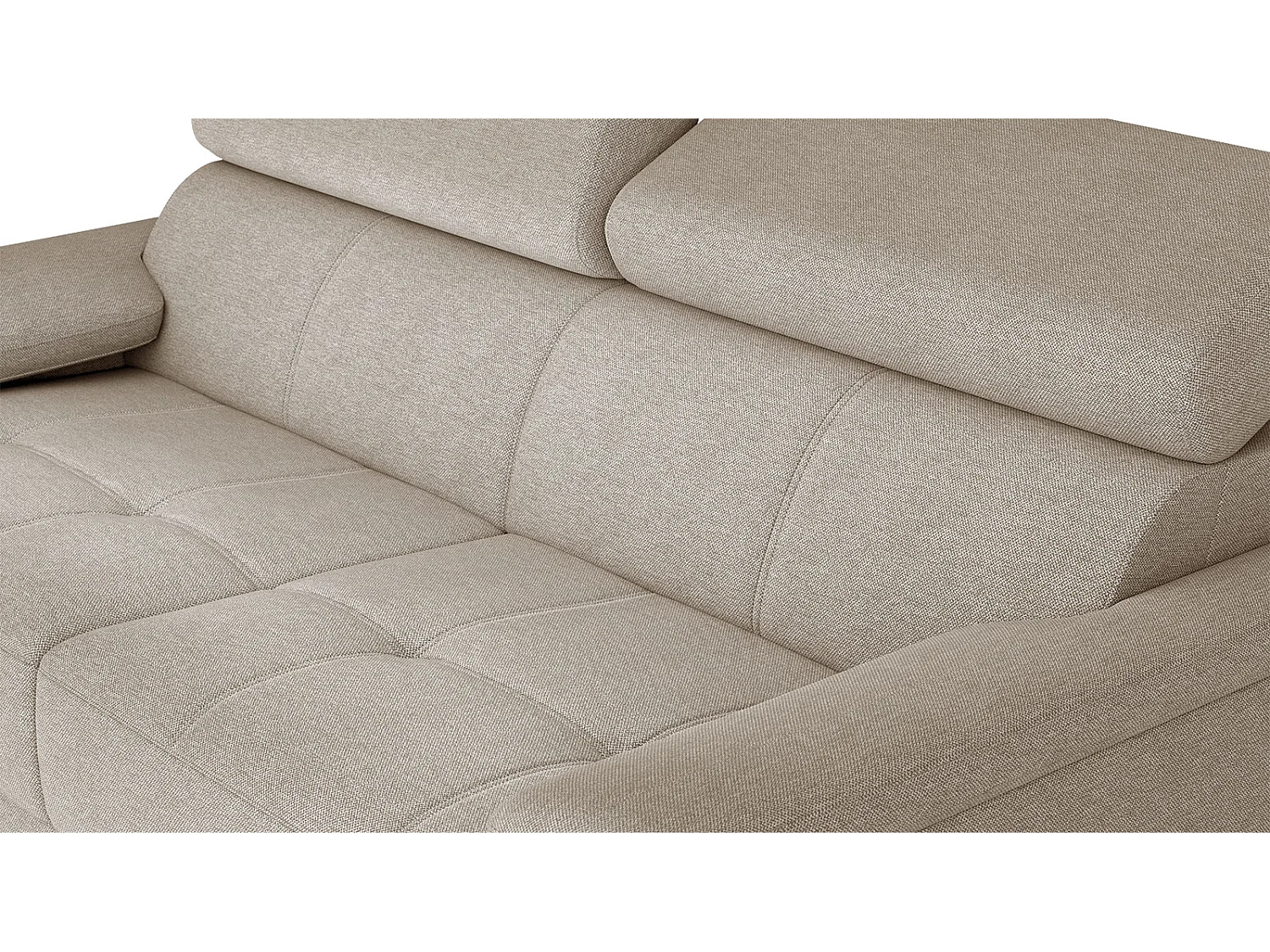 Canapé droit 3 places XXL tissu beige - TAUNUS