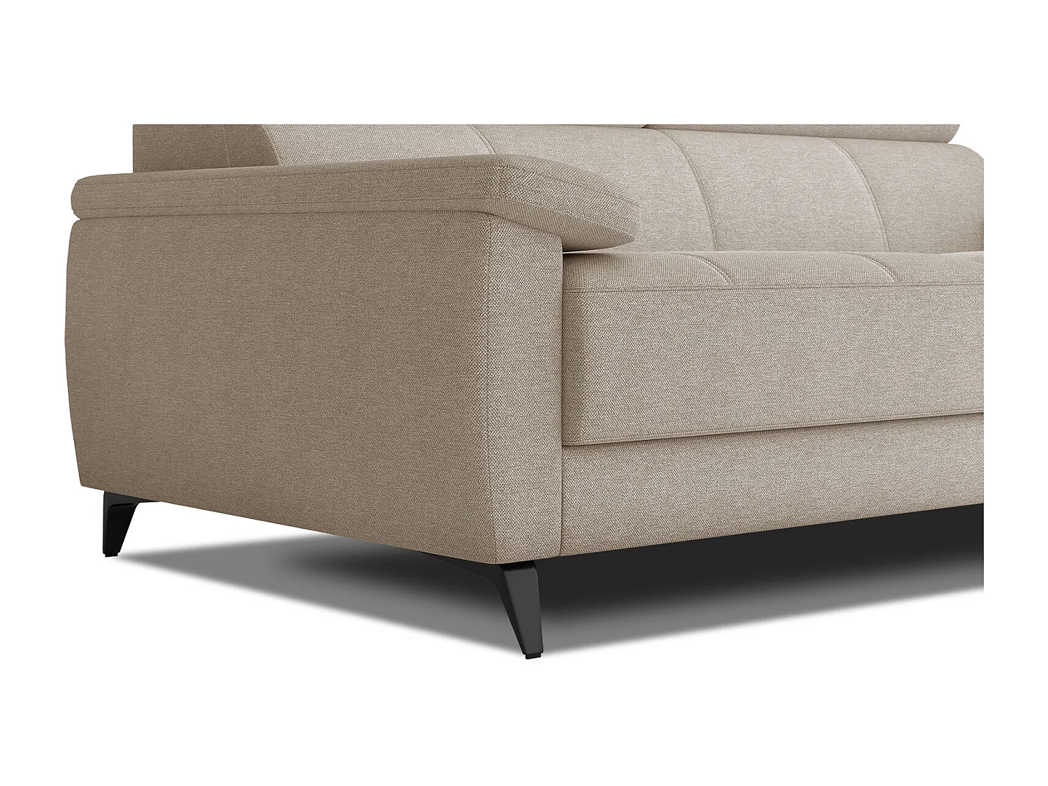 Canapé droit 3 places XXL tissu beige - TAUNUS