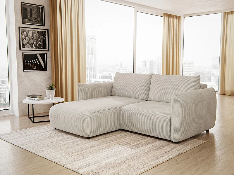 TAUER Ecksofa 3-Sitzer links, perlweiß