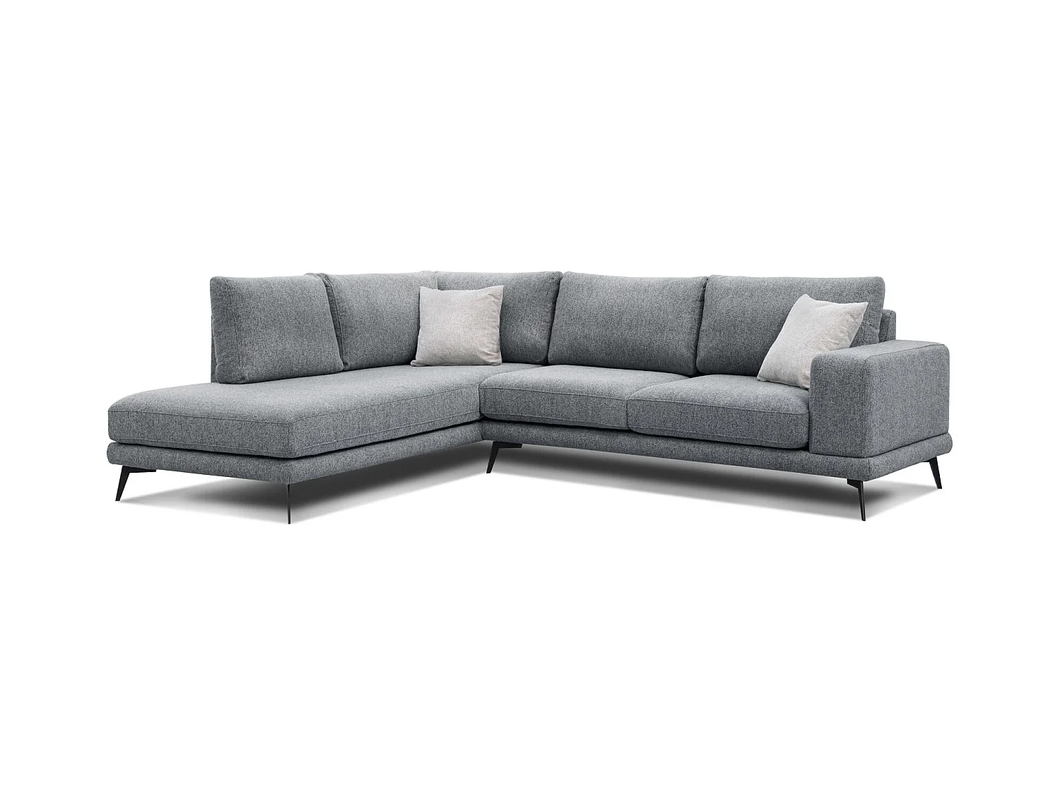 Canapé d'angle 5 places tissu gris - MEDIOLANE