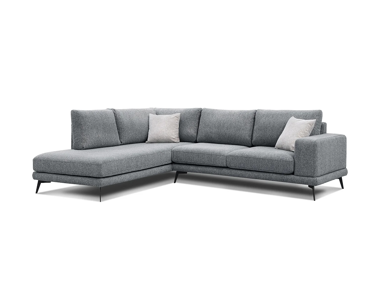 Canapé d'angle 5 places tissu gris - MEDIOLANE