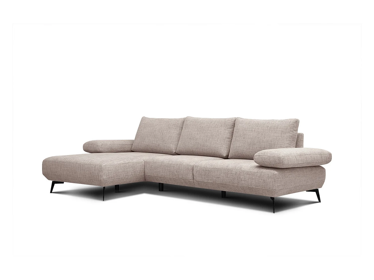 Canapé d'angle 4 places tissu beige - MELLO