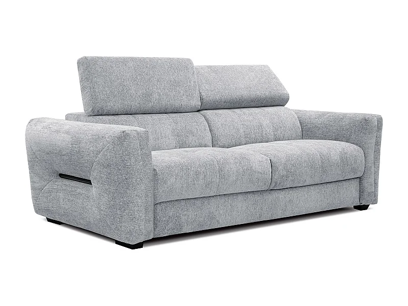 Canapé droit XXL 3 places tissu gris clair - CALVERA