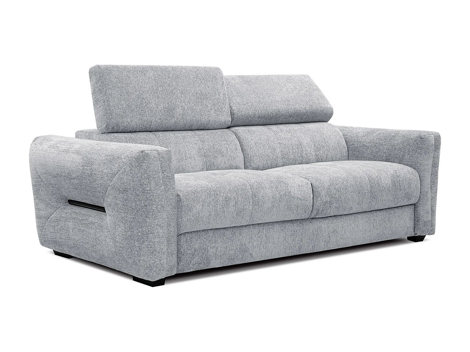 Canapé droit XXL 3 places tissu gris clair - CALVERA