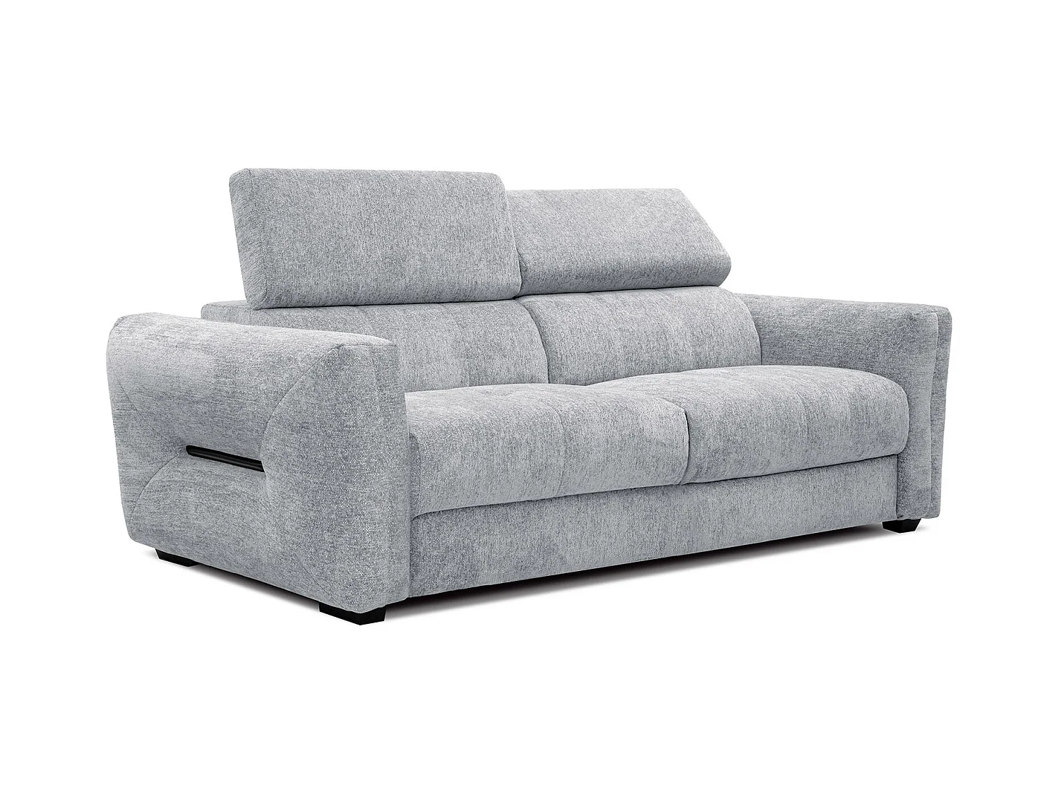 Canapé droit XXL 3 places tissu gris clair - CALVERA