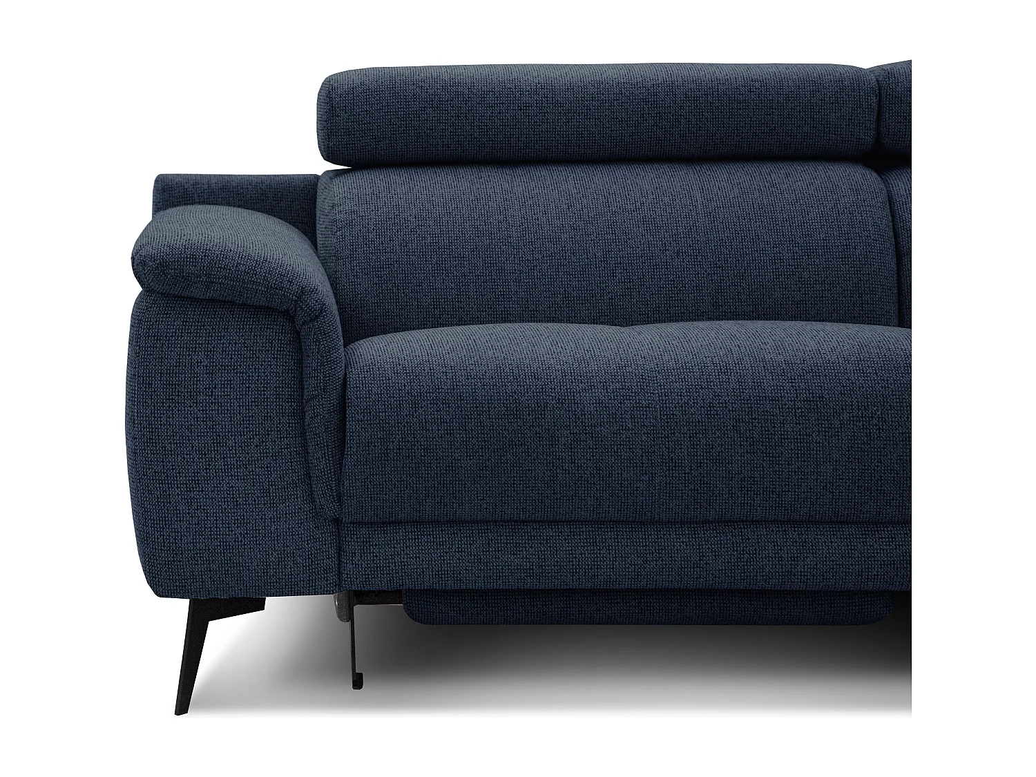 FIERO Ecksofa 5-Sitzer rechts mit 1 Relaxfunktion und verstellbare Kopfstützen, marineblau