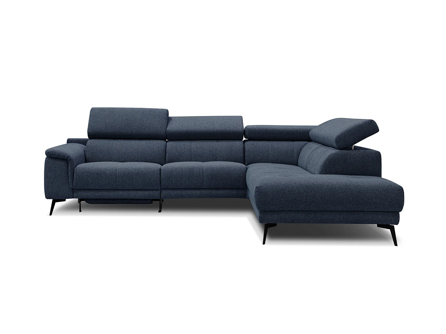 Canapé d'angle 5 places avec un relax électrique tissu bleu foncé - FIERO