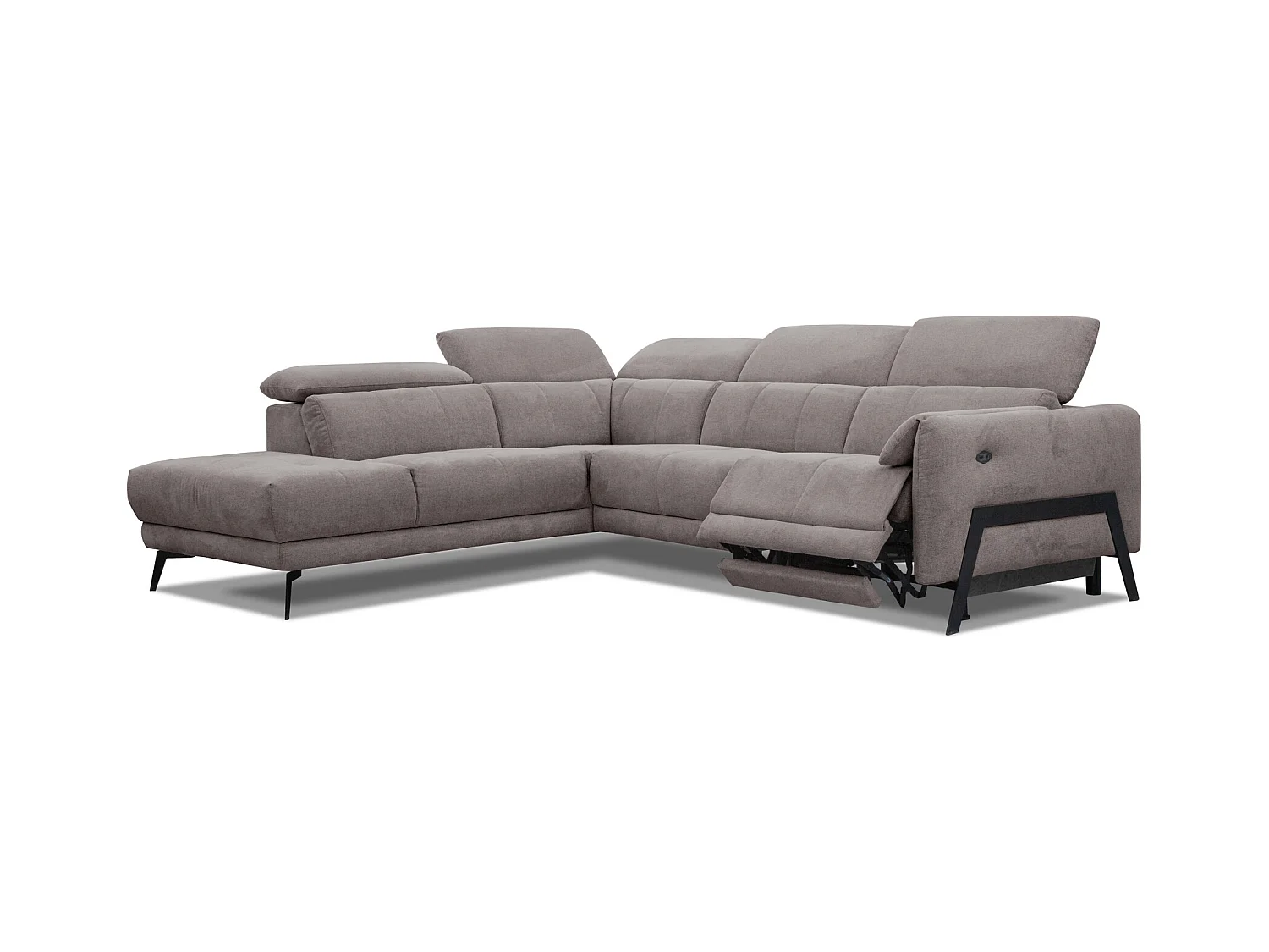 SCALA Ecksofa 5-Sitzer links mit 1 Relaxfunktion und verstellbare Kopfstützen, braun