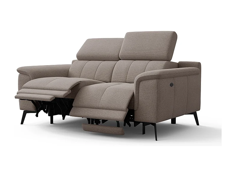 FIERO Sofa 2-Sitzer mit 2 Relaxfunktionen und verstellbare Kopfstützen, taupe
