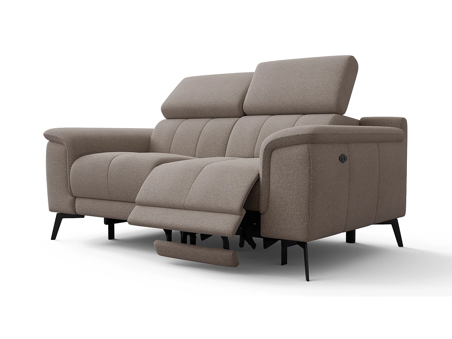 FIERO Sofa 2-Sitzer mit 2 Relaxfunktionen und verstellbare Kopfstützen, taupe