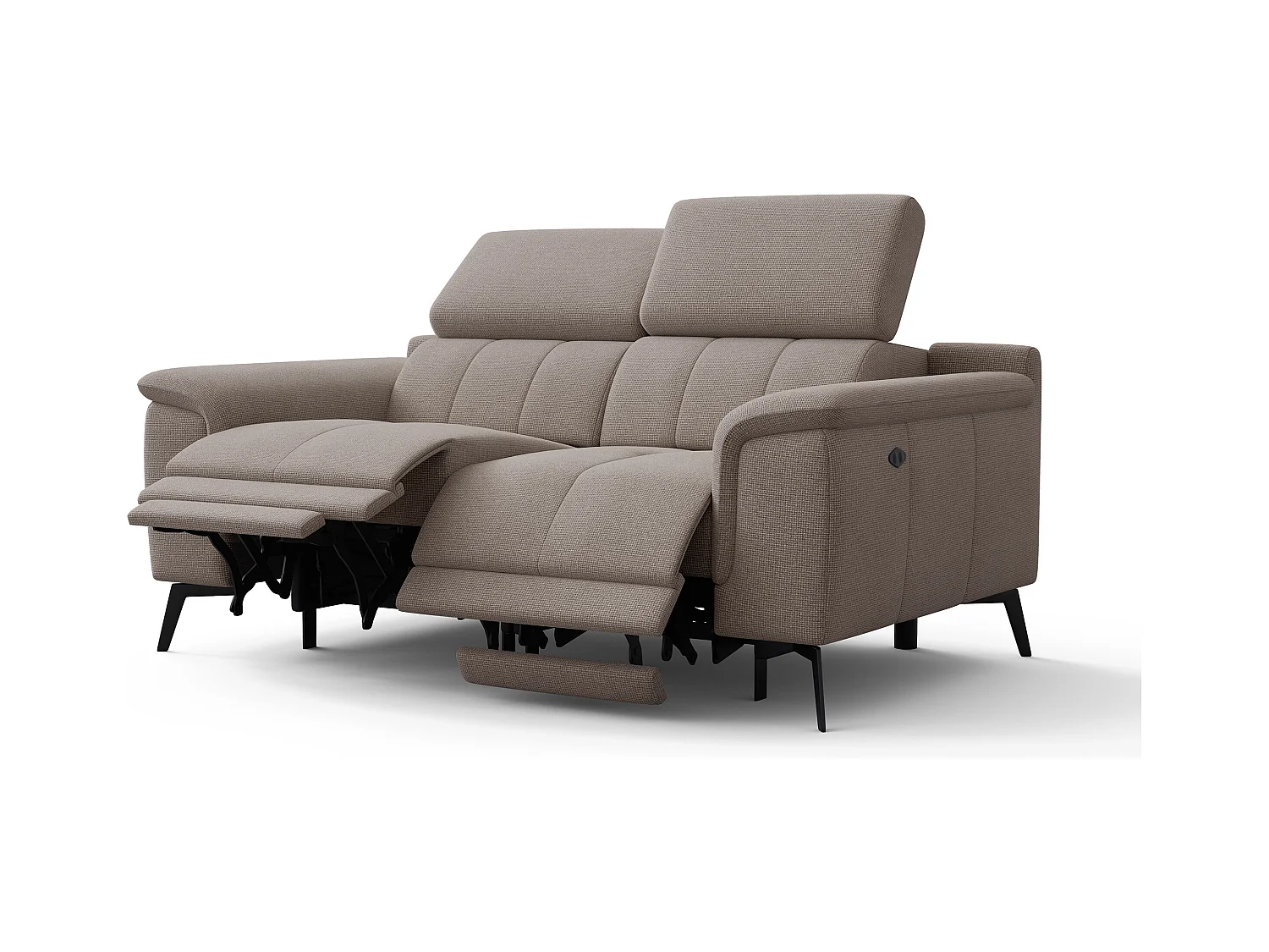 Canapé droit avec 2 relax électriques tissu taupe - FIERO