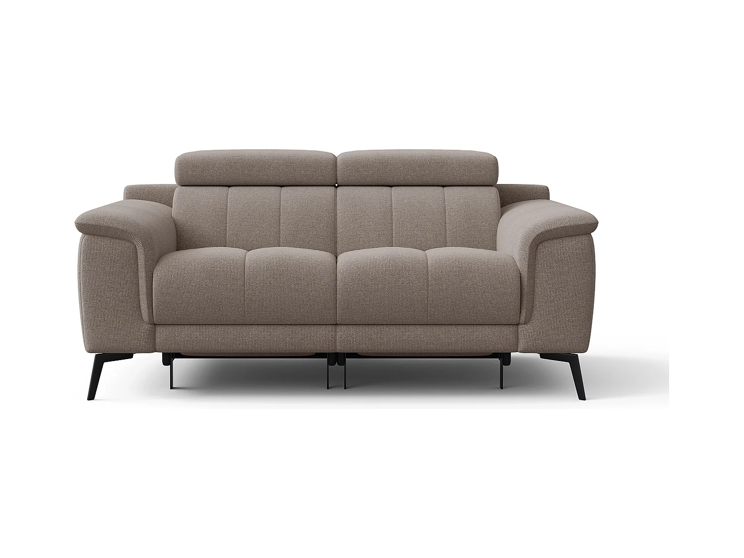 Canapé droit avec 2 relax électriques tissu taupe - FIERO