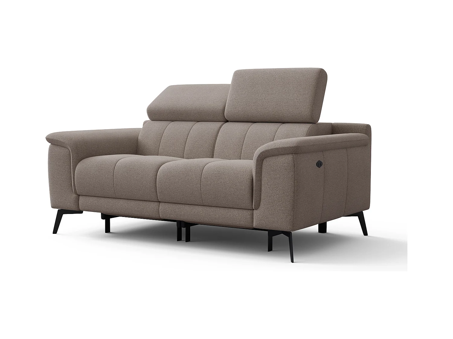 Canapé droit avec 2 relax électriques tissu taupe - FIERO
