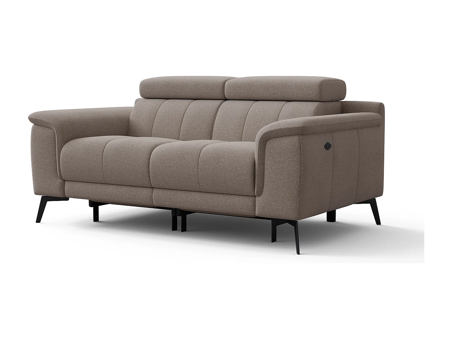 Canapé droit avec 2 relax électriques tissu taupe - FIERO
