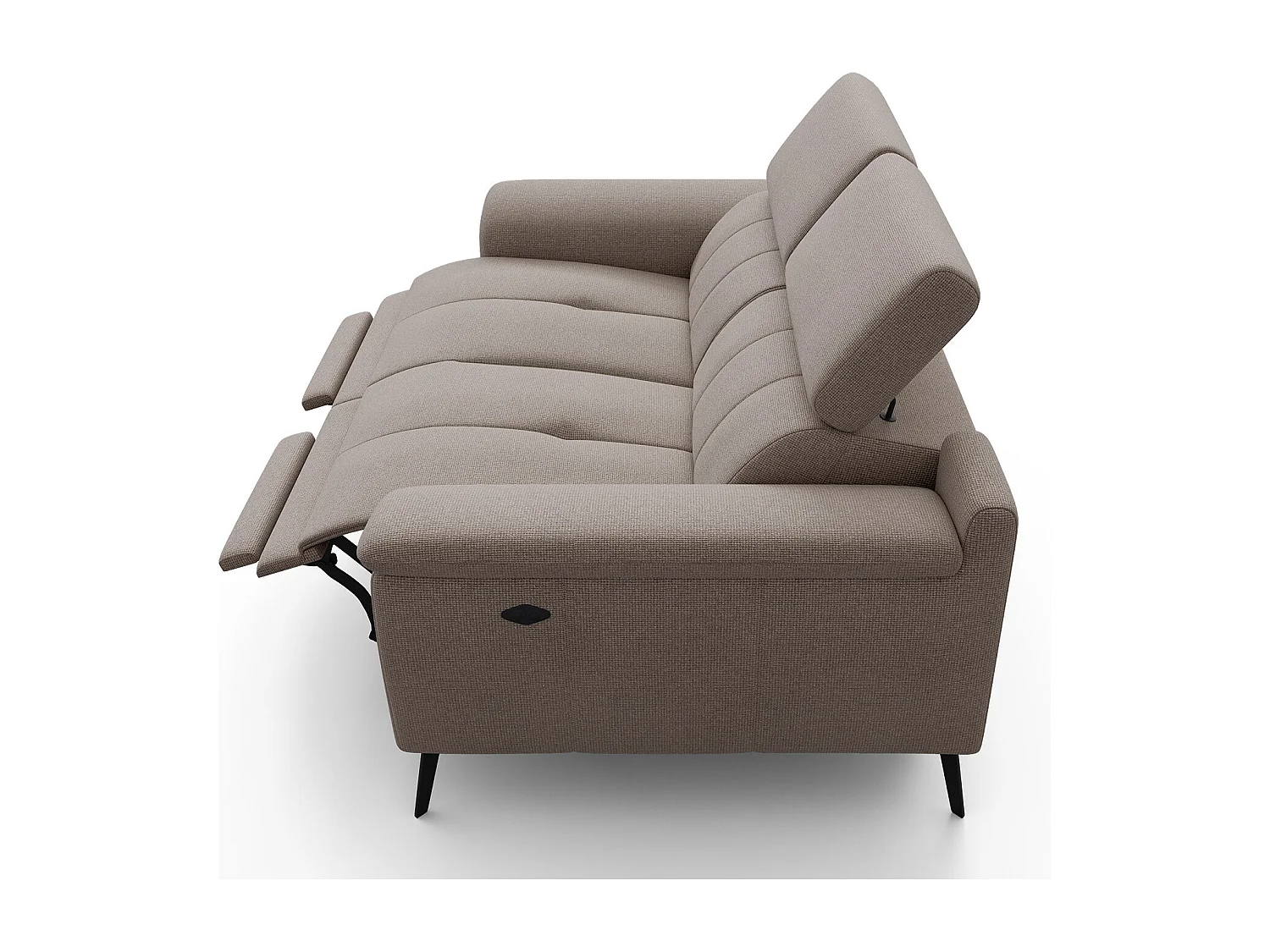 Canapé droit avec 2 relax électriques tissu taupe - FIERO