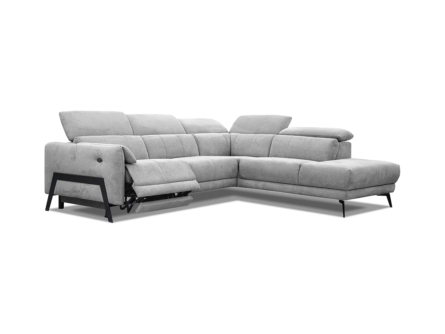 SCALA Ecksofa 5-Sitzer rechts mit 1 Relaxfunktion und verstellbare Kopfstützen, hellgrau